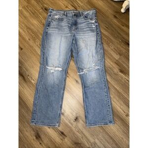 american eagle jeans women size 14‎ High Rise Straight Distressed